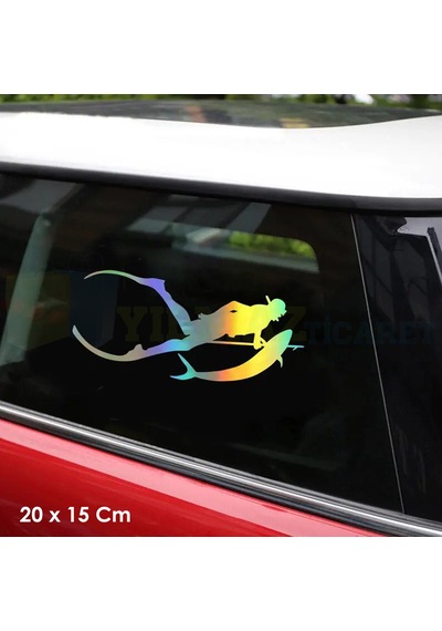 Dalgıç Scuba Diving Hologram Oto Sticker Araba Etiket Yapıştırma