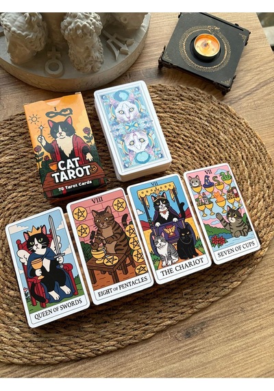 Kedi Tarot Destesi 78 Kart - Arındırma Kesesi Hediyeli