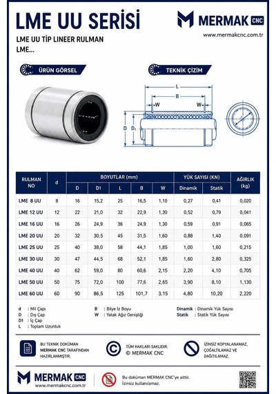 Lme 8 Uu Lineer Rulman