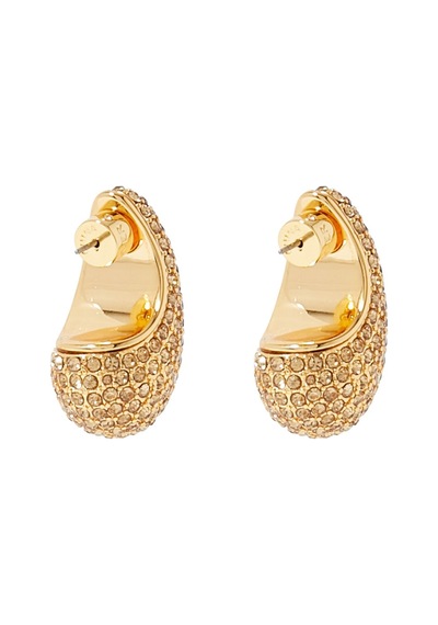 Pave Dome Earrings, Kristalli Kup Tarzı Küpe Altın