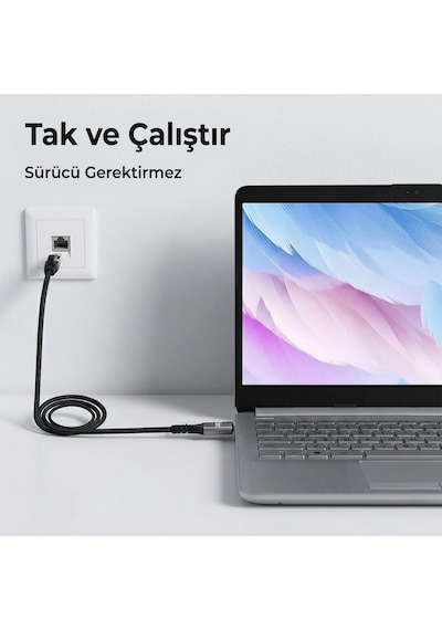 Lexroo C6c01 Usb-c To Rj45 1000mbps Gigabit Ethernet Dönüştürücü Cat6 Kablo 1 Metre Thunderbolt Standart