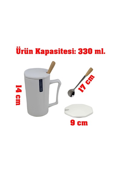 Mermer Tasarımlı Kapaklı Kaşıklı Sıcak Tutan Kupa Bardak Fincan Mug Mini Motivasyon Termos 330 Ml. Beyaz