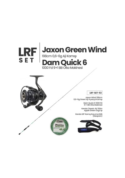 Jaxon Green Wind 198cm 0.6-6g Aji Kamışı + Dam Quick 6 1000 Fd Olta Makinesi + Lrf Set 53