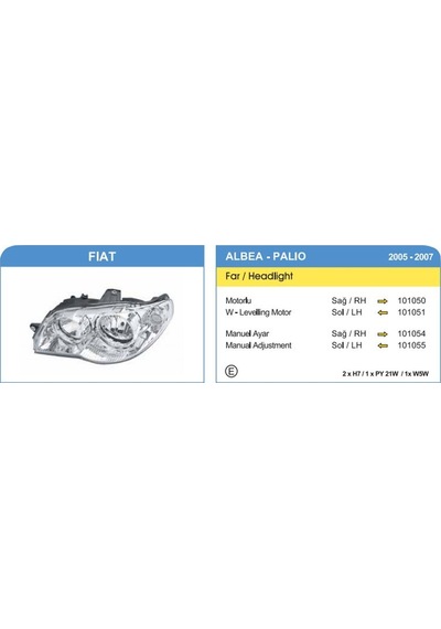 Ayfar Komple Far Fiat Palio Albea 2005 Sağ krom Tip elektrik N11.315