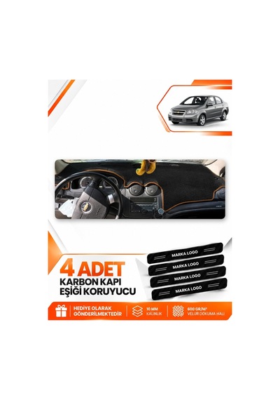 Chevrolet Aveo T250 2006-2011 Uyumlu Ön Torpido Koruma Kılıfı Örtüsü - Siyah Kahverengi