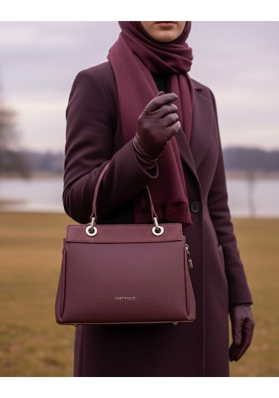 Just Polo Kadın Şık Ve Lüx El & Omuz Çantası Ebat 18 X 26 Cm Shopper Bordo