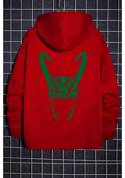 Uyguntarz Unisex Floki Baskılı Sweatshirt Kırmızı