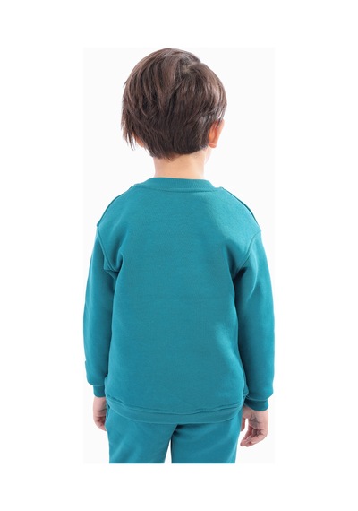 Toontoy Unisex Çocuk Baskılı Sweatshirt Petrol Mavi