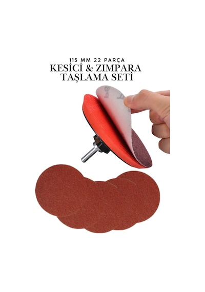 22 Parça Spiral Avuç İçi Taşlama Seti - 115mm Cırt Zımpara Tablası, Inox Kesici Ve Flap Disk Seti - Zımpara Ve Kesici Hobi Seti