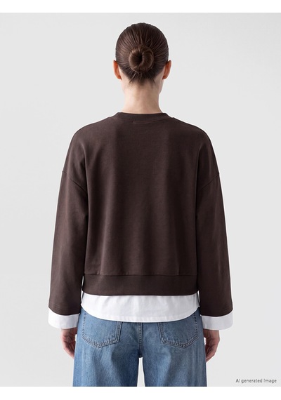 Lcw Comfort Kahverengi Bisiklet Yaka Oversize Kadın Sweatshirt