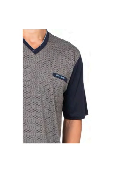 Pierre Cardin 6134 Erkek Kısa Kollu V Yaka 3'lü Jakarlı Pijama Takımı-lacivert
