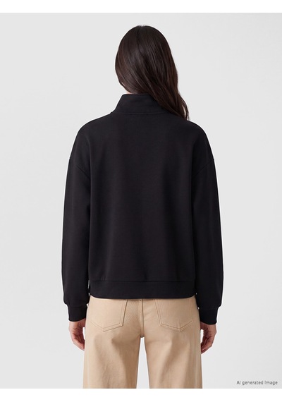 Lcw Eco Siyah Dik Yaka Soft Touch Kadın Sweatshirt