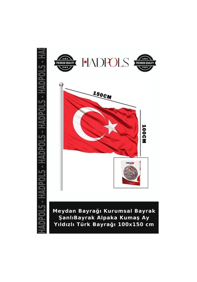 Meydan Bayrağı Kurumsal Bayrak Şanlıbayrak Alpaka Kumaş Ay Yıldızlı Türk Bayrağı 100x150 Cm Diğer