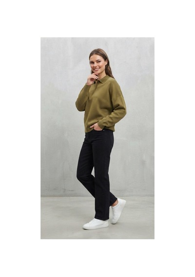 Youknitwear You Aura Polo Yaka Kadın Kazak Fıstık Yeşili