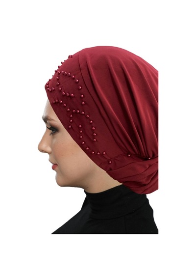 Elysianfidan TOPUZLU BORDO HAZIR TÜRBAN TESETTÜR BONE Bordo