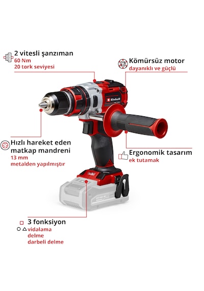 Einhell TP-CD 18 Li-i BL - Solo Akülü Darbeli Vidalama - 4513860