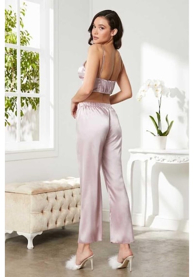 Pierre Cardin Rose Saten 3'lü Pijama Takım 2075 001
