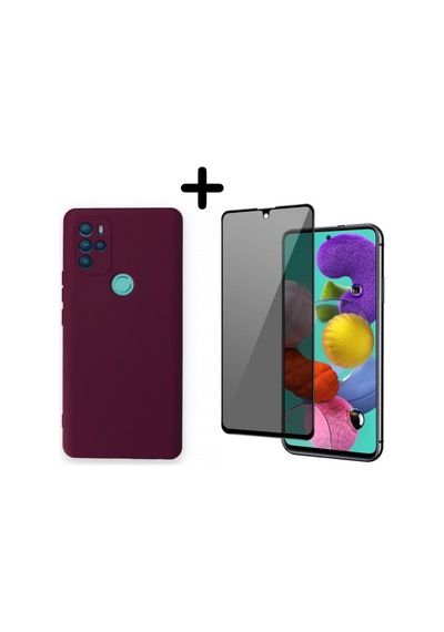 Omix X500 Lansman Içi Kadife Telefon Kılıfı Ve Hayalet Tam Kaplayan Cam Ekran Koruyucu Col179488-mürdüm