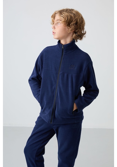 Tommylife Tommy Life Lacivert Kalın Yumuşak Dokulu Standart Fit Nakışlı Polar Erkek Çocuk Sweatshirt - 11223 Lacivert