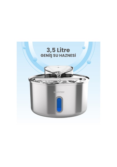 Haustier Wf009l-w Metal Tasarım Pencereli Otomatik Kedi Su Sebili,kedi Su Çeşmesi, Su Pınarı 3.5lt Geniş Hazne, Sus304 Çelik, Ultra Sessiz, Çok Katmanlı Filtrasyon