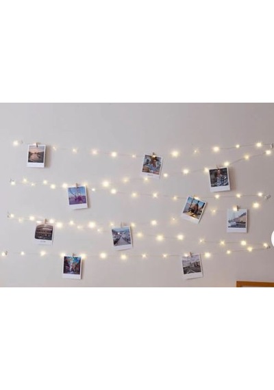 10 Metre Pilli Peri Led Işık 50 Adet Küçük Mandal Fotoğraf Asma Seti