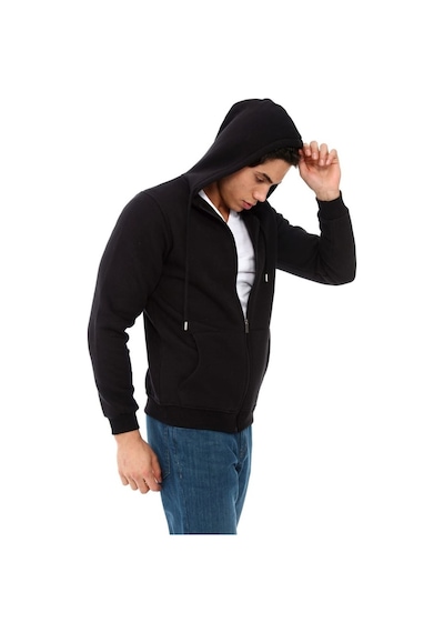 Jomoti Fermuarlı Kapşonlu Erkek Sweat (533222607) Siyah