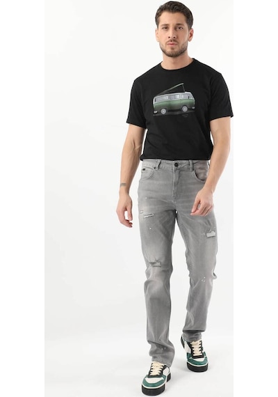 Banny Jeans Erkek Dizi Yırtık Jean Pantolon Gri 28