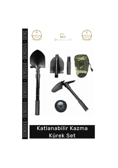 Kazmakürek Portatif Katlanabilir Kamp Doğa Tutkunları Çok Fonksiyonlu Tester Kazma Kürek Set