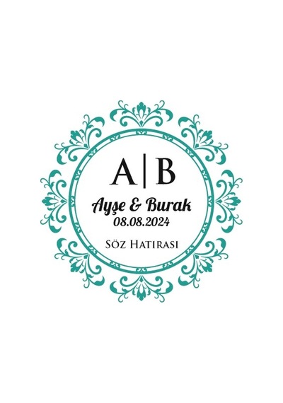 Üçlü Çerçeveli Kare Mühür Kına Nişan Düğün 3x3 Cm Özel Etiket / 50 Adet Sticker Beyaz