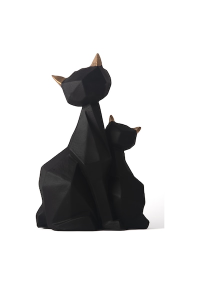 Modern Kübik Kedi Siyah Biblo