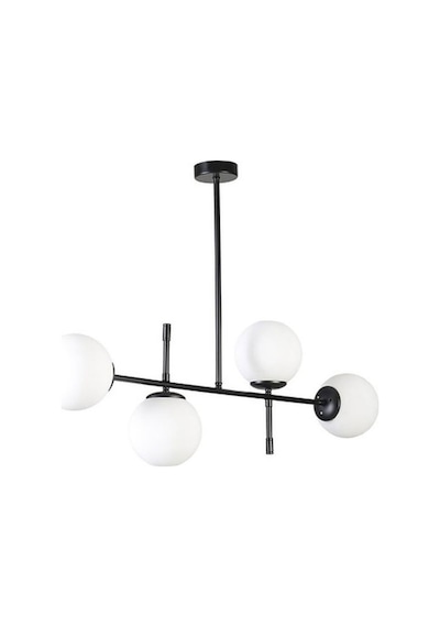 Dörtlü Siyah Model Modern Glop Beyaz Camlı Avize