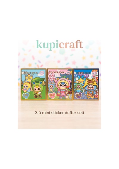 3 Lü Mini Sticker Defter Seti Ajanda - Journal - Scrapbook - Planner - 928141596 Diğer
