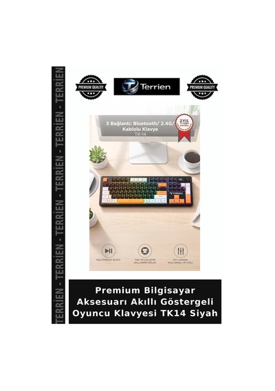 Premium Bilgisayar Aksesuarı Akıllı Göstergeli Oyuncu Klavyesi Tk14 Siyah