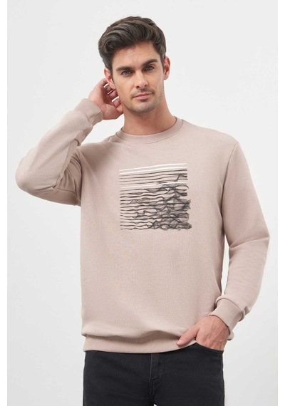 Morven Erkek Taş Trend Bisiklet Yaka Sweat-shirt 25ks063006870 Taş Taş