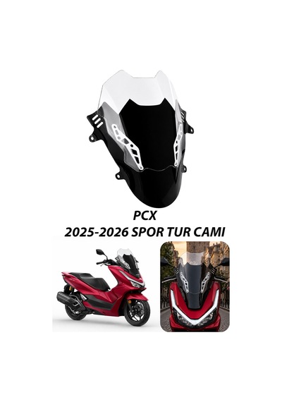 Honda Pcx Uyumlu Çift Katlı Spor Tur Camı Şeffaf 2025-2026 Şeffaf