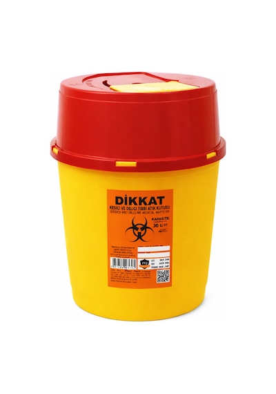 Tıbbi Atık Kovas Sarı, Enfekte Kovası Sarı Renk , Hijyenik Ve Güvenli Kullanım 30 Litre Tüm Adetler Sarı