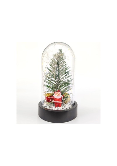 Yeni Yıl Ruhunu Yansıtan Led Işıklı Yılbaşı Çam Ağacı Dekoru Noel Baba Çam Ağacı Figürlü Ledli Fanus