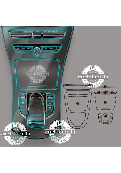 Mercedes C Seri Uyumlu Piano Black Tpu Koruyucu 7li Set 2019-2022