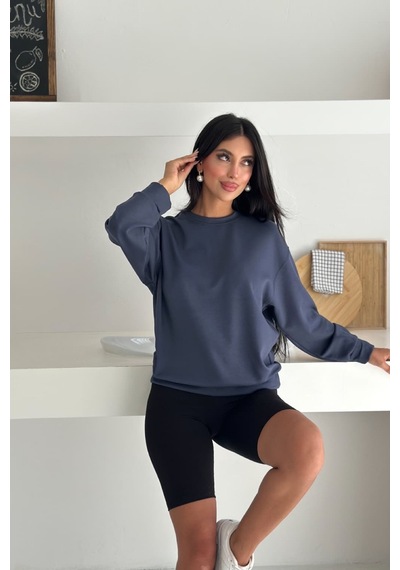 Femelle Füme Modal Kumaş Basic Sweatshirt
