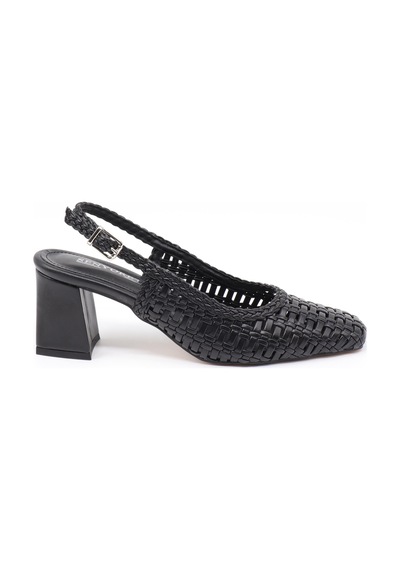 Nesilshoes Nesil Shoes Senyo 040 Siyah Örgü Topuklu Kadın Sandalet
