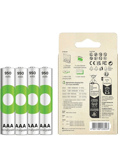 Gp Recyko B441 4 X 950 Mah R03 Aaa Pilli Şarj Cihazı Gp-b441/100hcer21-2gtlb4