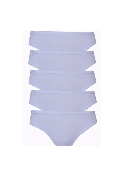 5'li Kadın Fitilli Bikini Renkli Esnek Yumuşak Külot Beyaz