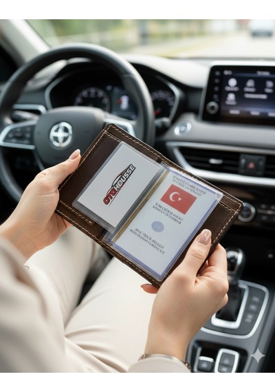Otohousse Hakiki Deri Ruhsatlık Erkek Kadın Cüzdan Koyu Kahverengi