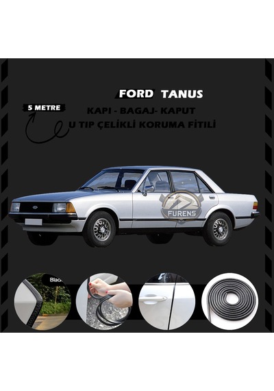 Ford Tanus Oto Araç Kapı Koruma Fitili 5 Metre Parlak Siyah Renk