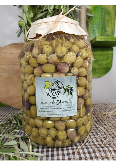 Aydın Yöresi Mudanya Cinsi Sofralık Tatlandırılmış Çizik Zeytin 3 Kg