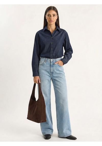 Shade Kadın Regular Fit Denim Gömlek 7513 60283940 - Lacivert