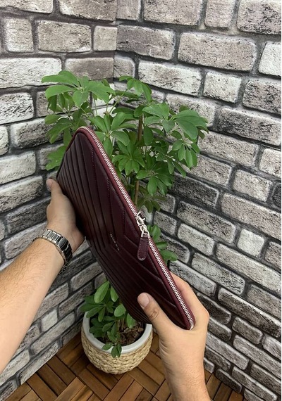 Guard Bordo Üçgen Desen Clutch Çanta