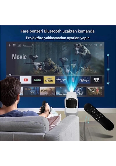 K2 4k Çözünürlüklü Powerbankli Taşınabilir 5g Otomatik Odaklama Sistemli Projeksiyon Cihazı