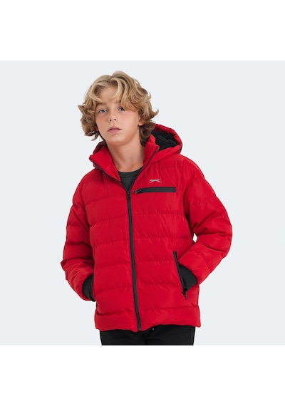 Slazenger CAPTAIN Çocuk Kapüşonlu Şişme Kırmızı Mont & Kaban