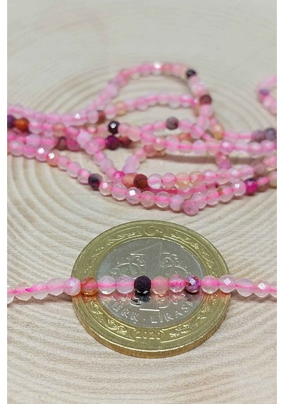 Yasamtohumu Pembe Opal Taşı Yarım Dizi 2,5 MM 17  CM Lacivert
